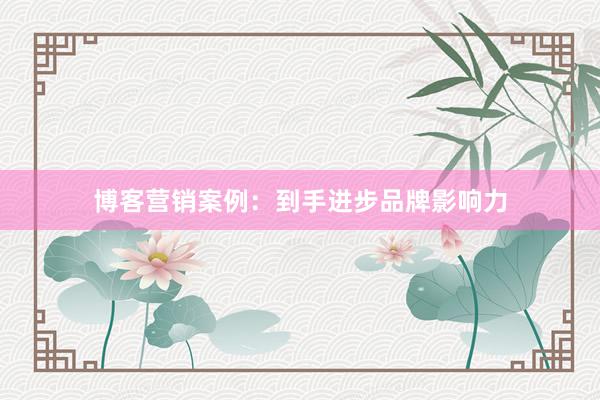 博客营销案例：到手进步品牌影响力